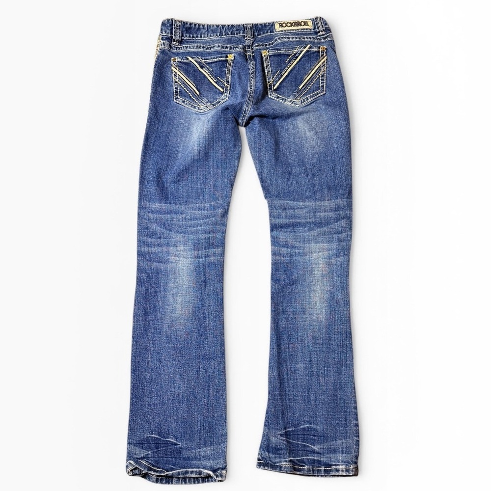 Rock & Roll Cowgirl Boyfriend Jeans Low Rise Contrast Stitch 29x34 Western Rodeo